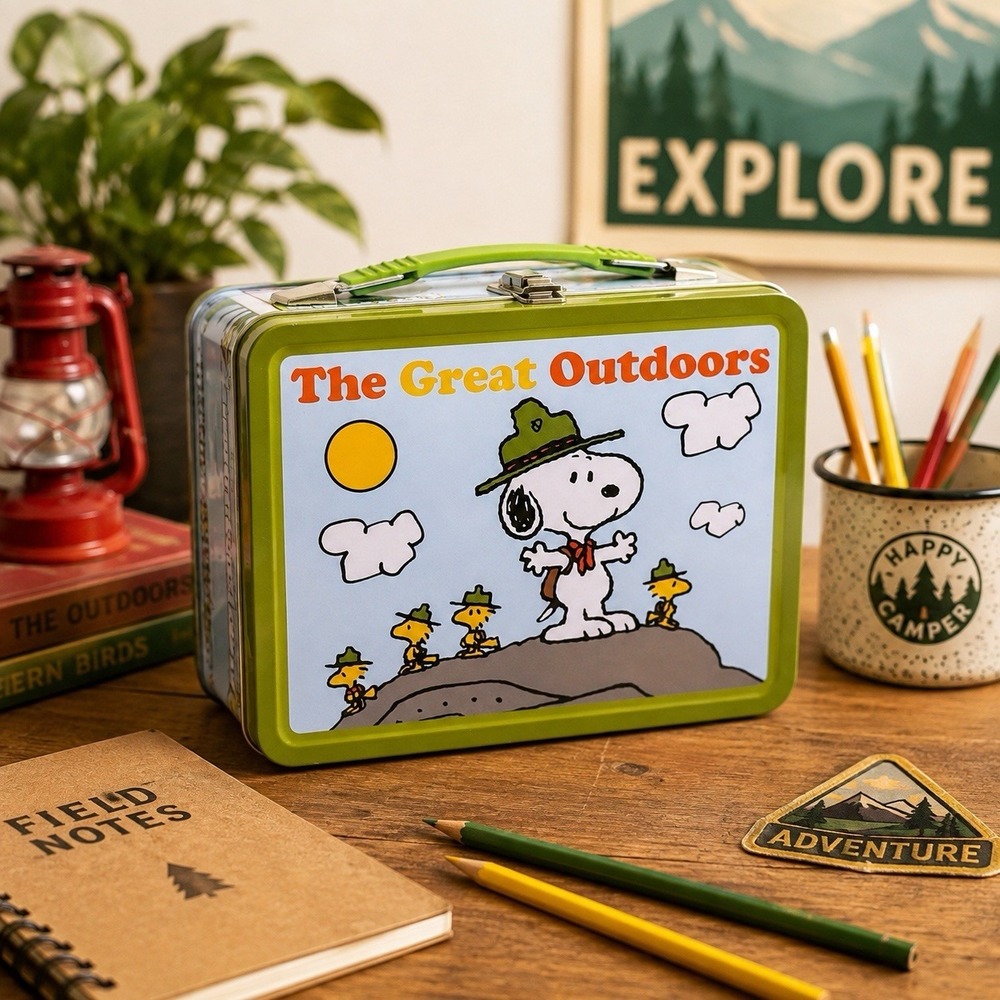 Peanuts Great Outdoor Snoopy Woodstock Retro Vibes Storage, Crafts Lunch Box